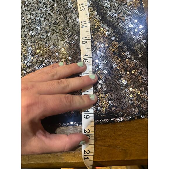 Lulus Captivate Navy Blue Sequin Bell Sleeve Crop Top Glamour Size Medium Party - Picture 9 of 11